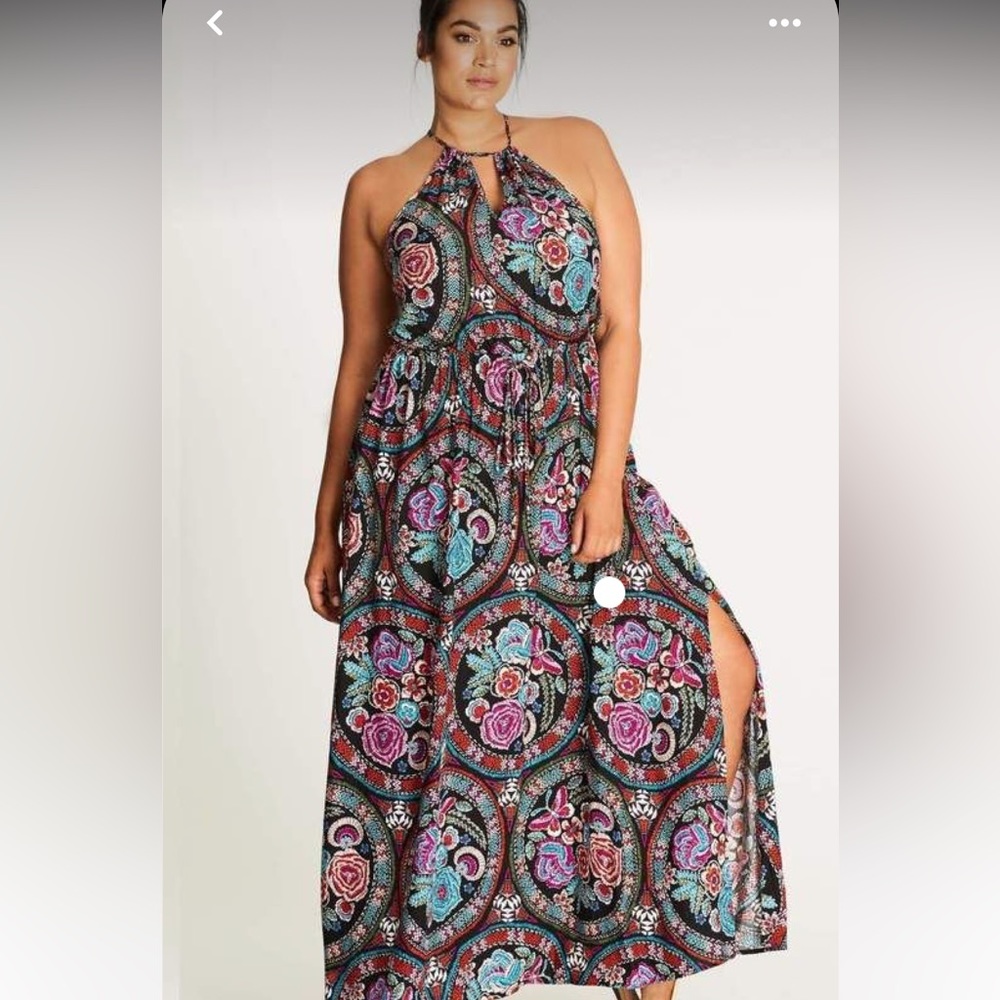 City Chic folklore printed hippie maxi dress Grateful Dead inspired size 18